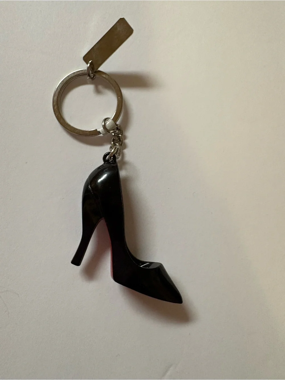 Unbranded Black High Heel red bottom Keychain with Rhinestones